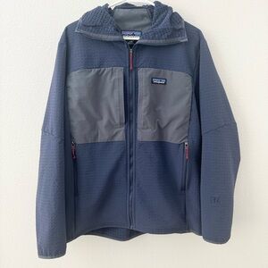 men patagonia blue R2 techface zip up hoodie jacket coat outerwear